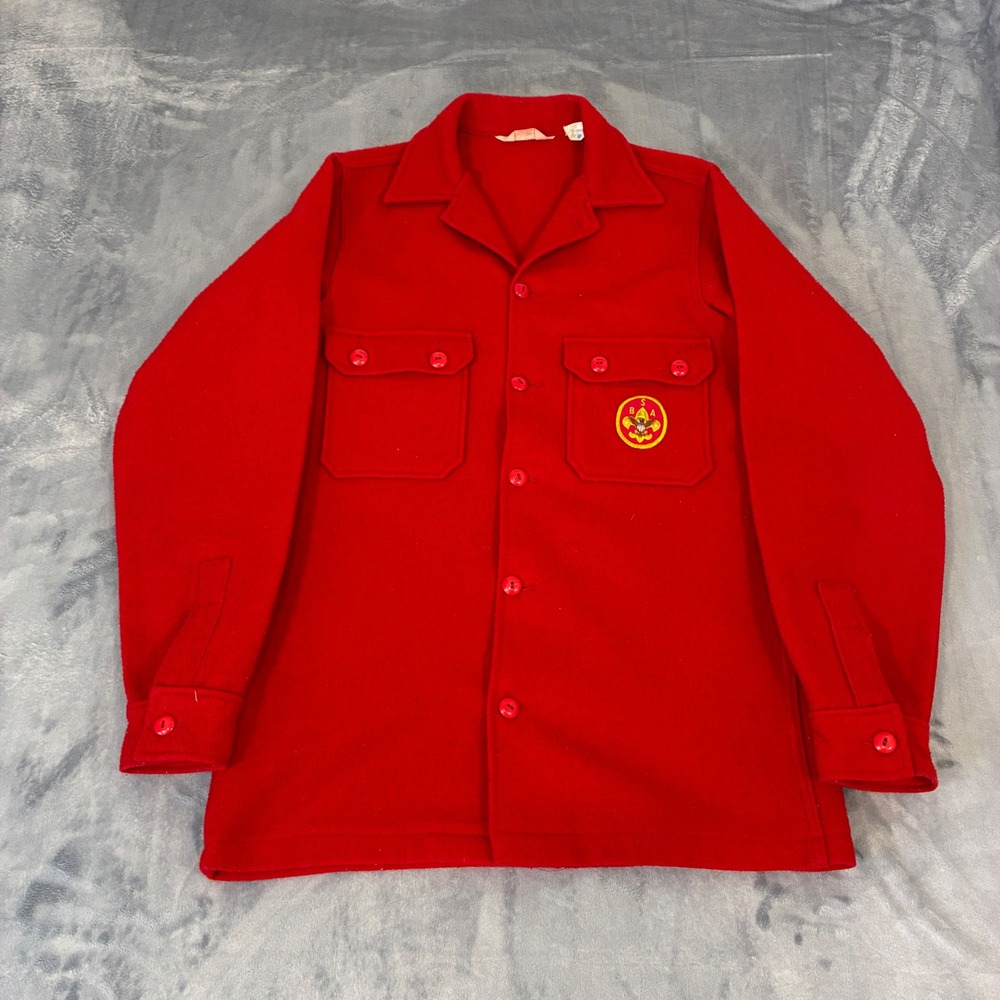 Boy Scouts of America Wool Jacket Mens 40 Red Vintage BSA Official 553 AL Long
